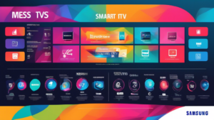 Create an informative and visually appealing infographic that highlights the best DNS settings for Samsung Smart TVs. Include elements like a Samsung Smart TV display, DNS shortcuts, and icons representing speed and streaming quality. Use a modern and sleek design, with vibrant colors to attract viewers’ attention, and include a title that reads 'Mejores DNS para Samsung Smart TV'.